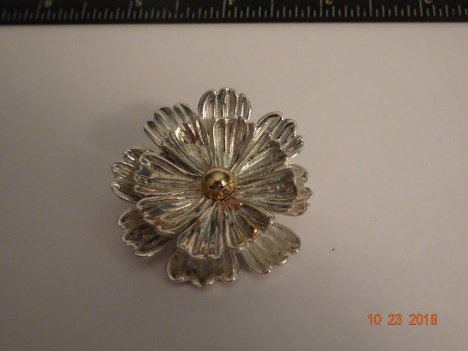 Joseph Esposito Sterling Silver 14K Snap Flower Pendant-Only