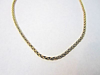 ^ 14K YELLOW GOLD ROUND WHEAT CHAIN 15.75 INCH NECKLACE LOBSTER CLASP 5.1g    YY
