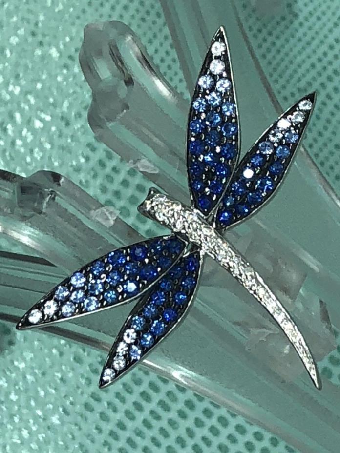diamond and sapphire dragonfly pin - pendant 3.5cm x 2.5cm. Stunning!