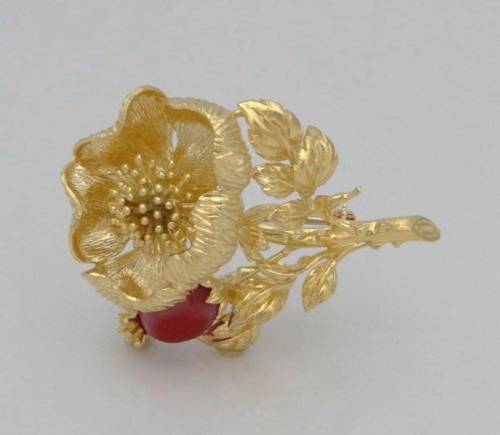 LADIES TIFFANY & CO. ITALY 18K YELLOW GOLD FLOWER FLORAL PIN BROOCH 19.1g 1.9