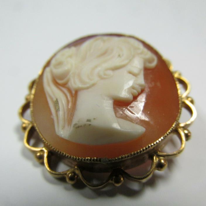 9ct CAMEO BROACH NECKLACE