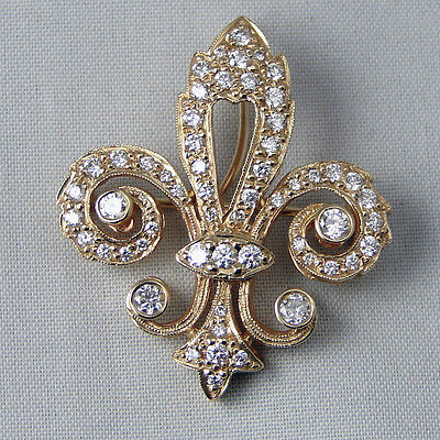 14k Yellow Gold 1.05-1.25ctw Diamond Pin Brooch