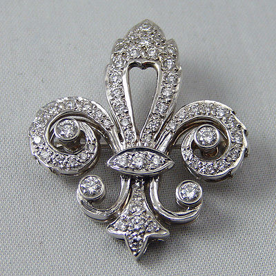 14k White Gold 1.05-1.25ctw Diamond Pin Brooch