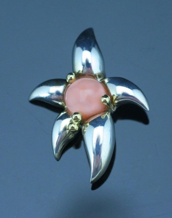 Tiffany & Co.Sterling Silver 18K Yellow Gold  Coral Starfish Brooch