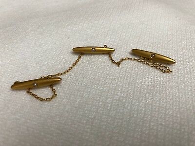 Vintage 10 Karat Solid Gold Sweater Pin 3 piece with Chain & Pearls