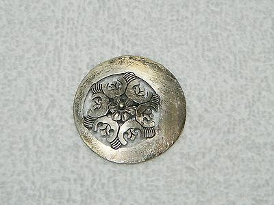Neat Round Sterling Silver Flower Brooch Pin 38F