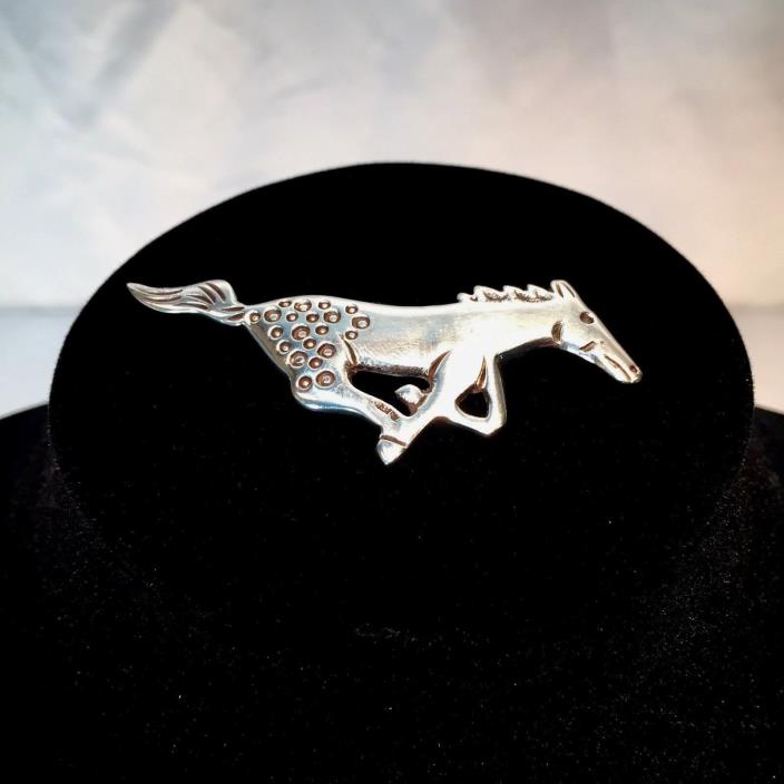 Sterling Silver Running Horse Brooch Pin Signed AM 9.9 Grams