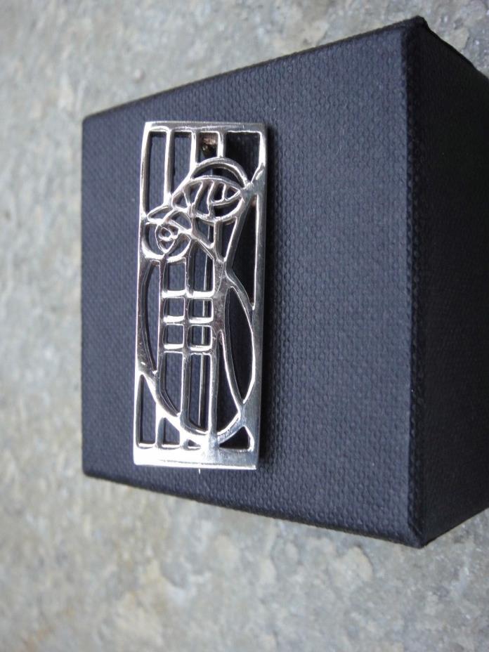 Charles Rennie Mackintosh Silver Brooch Floral Rectangle Design