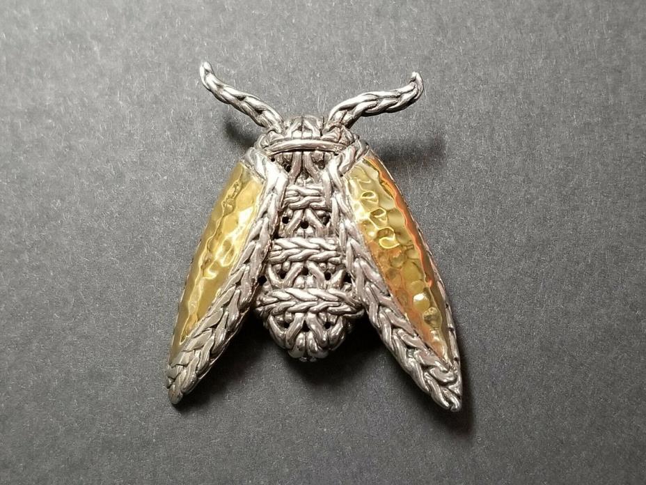 John Hardy 22kt Hammered Gold & Sterling Bee/Insect Brooch, Mint Condition