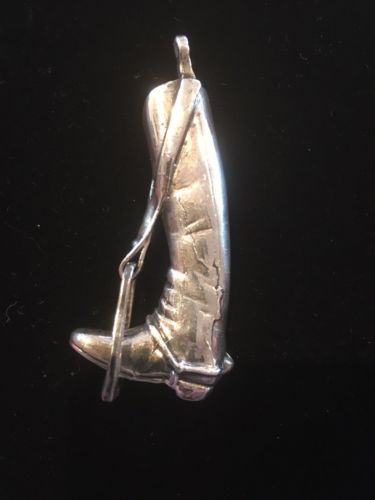 Sterling Silver English Riding Boot With Stirrup Pin And Pendant. Equestrian