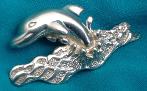 Vtg Leaping Dolphin 14.4g Sterling Silver Pin Brooch Taxco