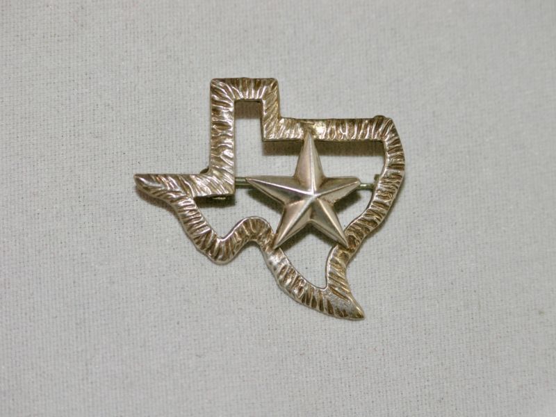 Sterling Silver State of Texas Pin Brooch Lone Star Taxco Mexico 925 Hat Pin