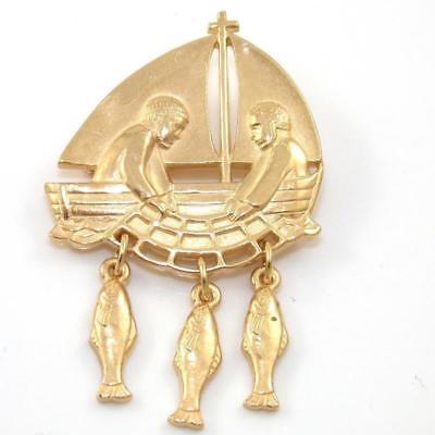 James Avery Solid 14K Yellow Gold Fishers of Men Retired Pin Brooch Heavy