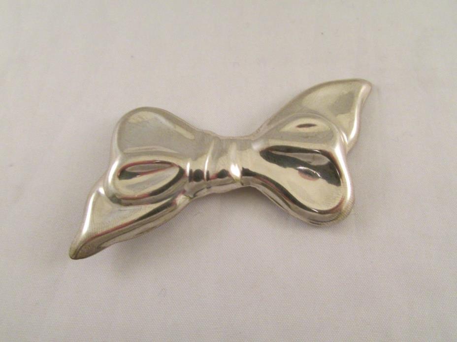 Vintage TM CII 925 Sterling Silver Bow Ribbon Brooch Pin 12.9 Grams Taxco Mexico