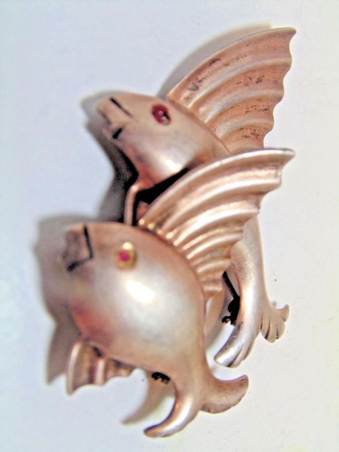 Vintage Sterling Silver Flying Fish Or Sailfish Matching Pins