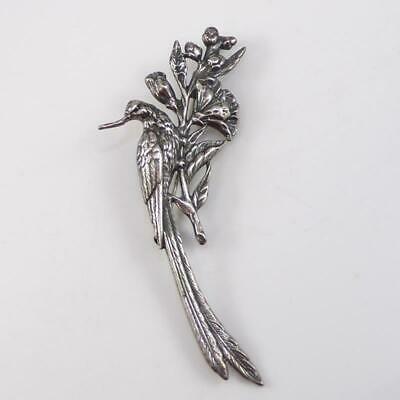 Vintage Sterling Silver Bird of Paradise Feather Flower Pin Brooch LFB3