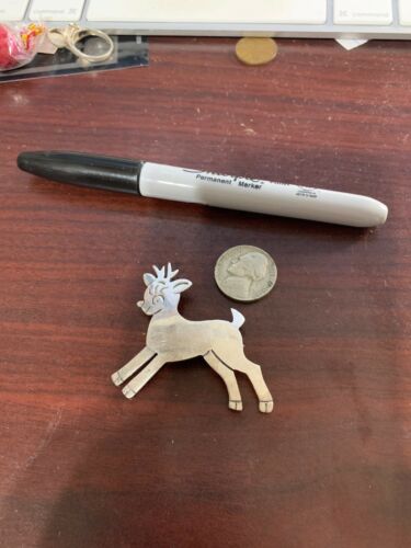 Vintage Mexico TB-102 Sterling Brooch  Reindeer DD5