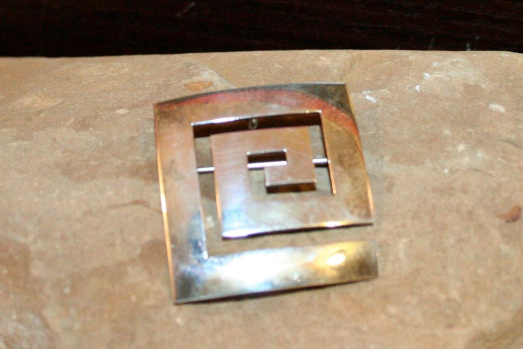 Large Modernist Mexican 925 Sterling Silver Square Brooch Pendant 10.5g