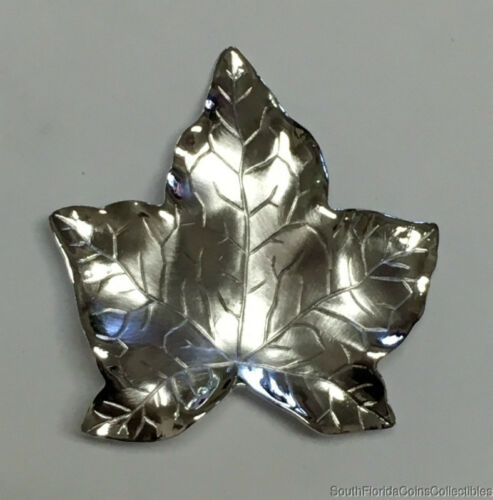 Estate Jewelry Ladies Textured Leaf Pin Sterling Silver 1 1/2