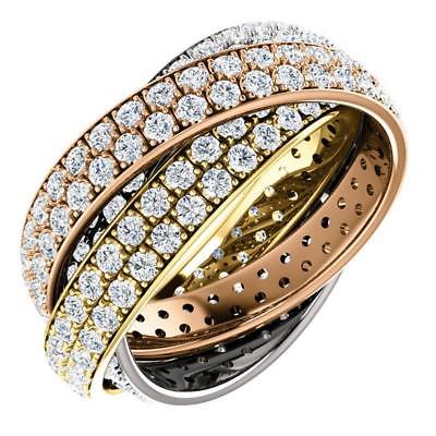 14k White, Yellow and Rose Gold Diamond Three Band Rolling Eternity Ring