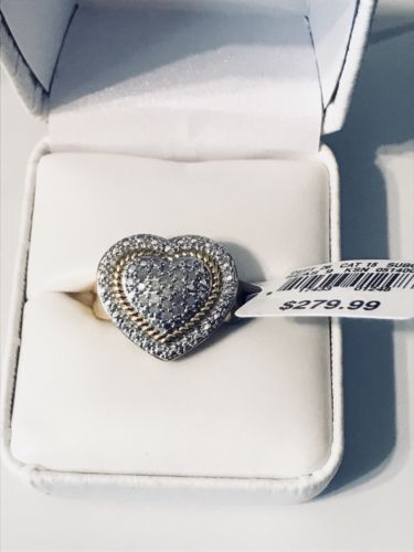 Gold Plated 1/4 Carat Diamond Heart Ring Size 7