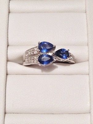 Kyanite and White Topaz Ring - Sterling Silver Size 7