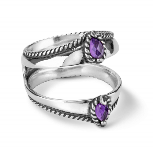 925 Silver Amethyst Guard Ring - Size 6
