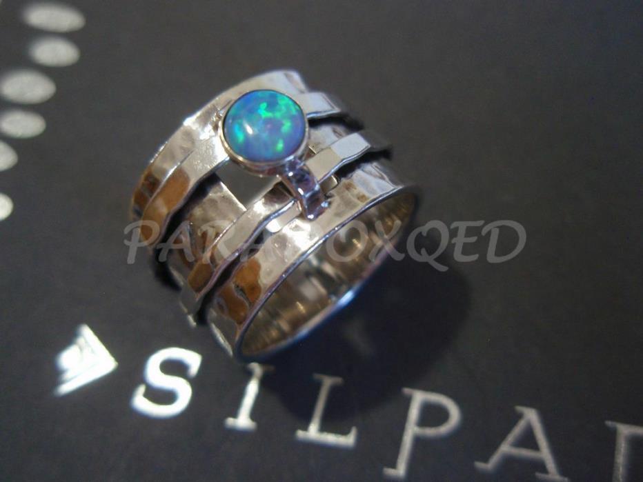 SILPADA RARE RETIRED Hammered Sterling Silver 925 Spinner Opal Ring Size 6 R0897