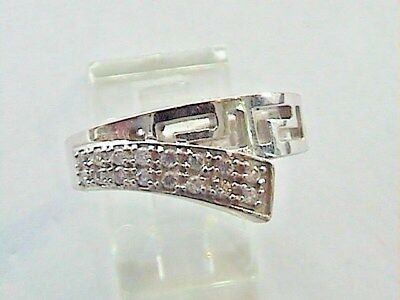 Ladies 10K  White Solid Gold Versace Band 16 Zirconia cubic  Size 6 3/4
