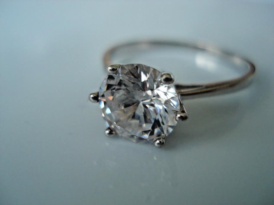 Stunning Sterling Silver Solitaire ring with Cubic Zirconia Engagement ring