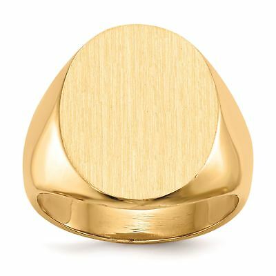 14K Yellow Gold 19 MM Men's Oval Engravable Signet Ring, Size 9.25 MSRP $2732