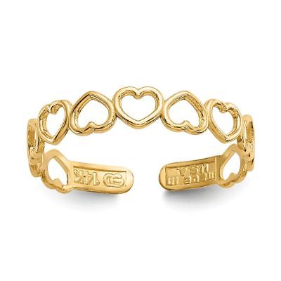 Women's 14K Yellow Gold Hearts Toe Ring MSRP $70
