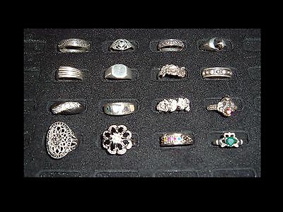 14 mixed COLLECTION LOT GENUINE 925 STERLING SILVER GEMS RING BAND RESALE LOT ?