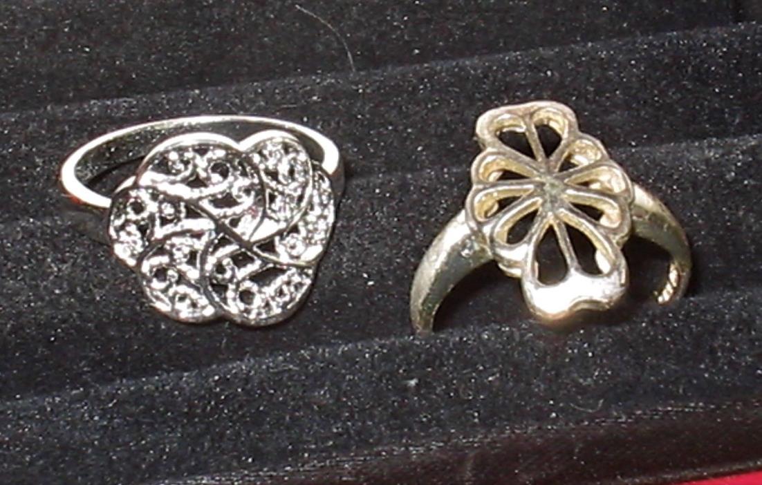 Gorgeous Vintage 925 Silver Ring LOT (DD) Scroll Filigree + Size  8