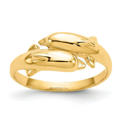 14K Yellow Gold Double Dolphin Ring MSRP $364