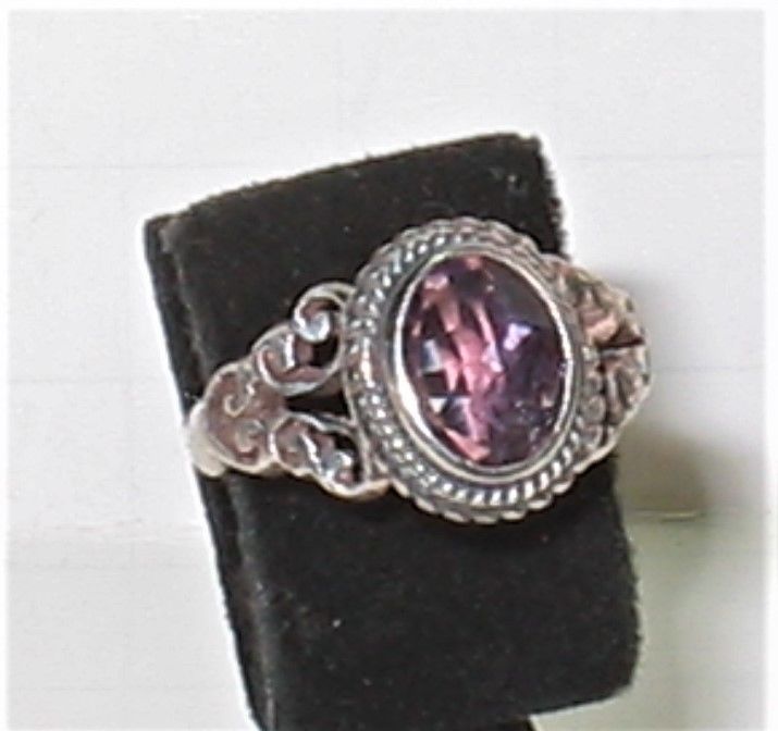 Gorgeous Vintage 925 Silver Amethyst Set Fashion Ring Size 6 (#7)