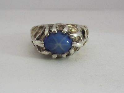 MEN'S Sterling Silver With Blue Stone Mid-Century