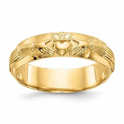 Men's 14K Yellow Gold Claddagh Wedding Band Ring MSRP $1093