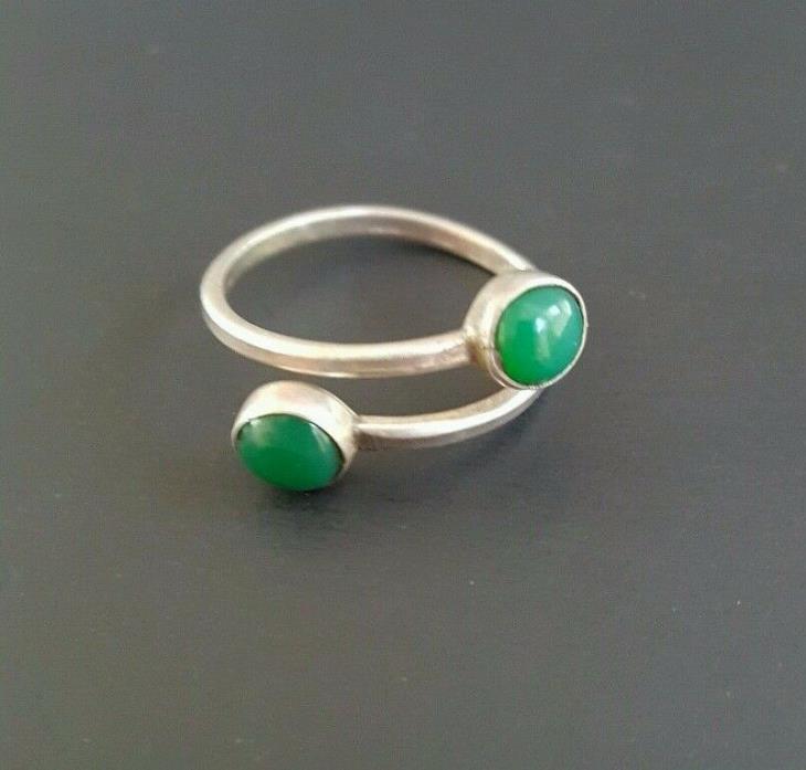 Sterling Silver 925 Green Stones Ring Adjustable