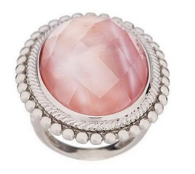 Honora Mother-of-Pearl Oval Faceted Doublet Sterling Size 10 Ring
