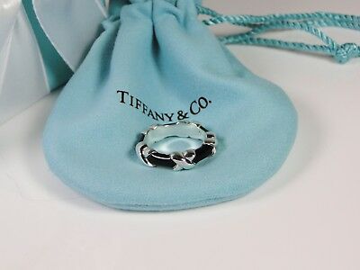 NEW & Retired Tiffany & Co. Signature X Black Enamel Ring Band Size 4.5