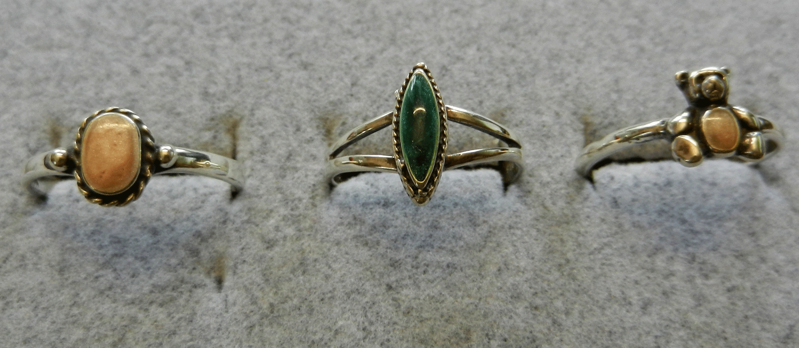 Lot of 3 Sterling Silver 925 Estate Ladies  Enamel Rings Ring size 9, 8.5