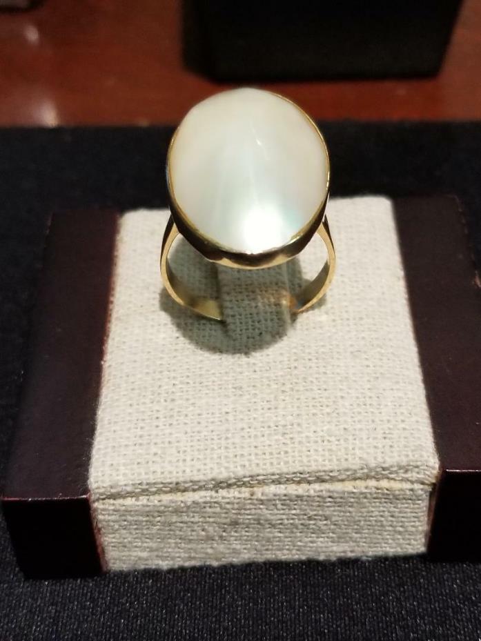 MABE PEARL RING IN 14 K  YELLOW GOLD