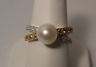 New Solid 14K White Gold White Pearl Ring w/ .11 CT Diamonds & Yellow Sapphires