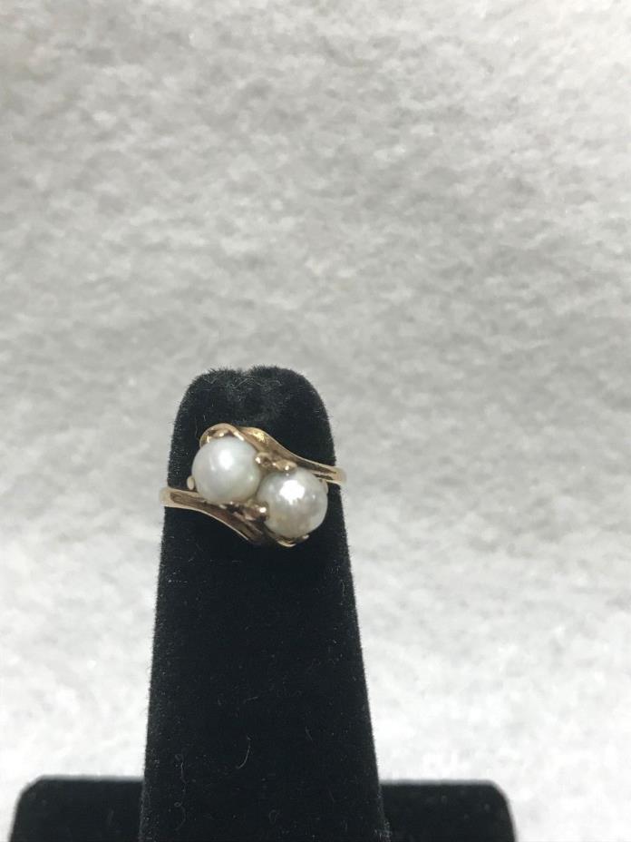 Antique 10k Yellow Gold Pearls Ring