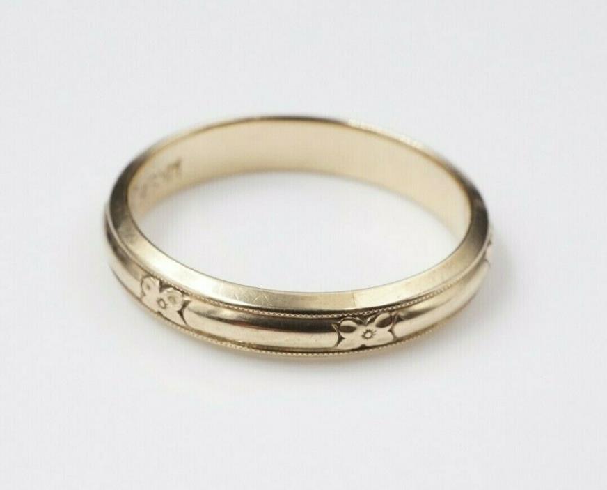 Vintage ArtCarved 14k Yellow Gold Mens Wedding Band Ring Size 11 4mm RG1759