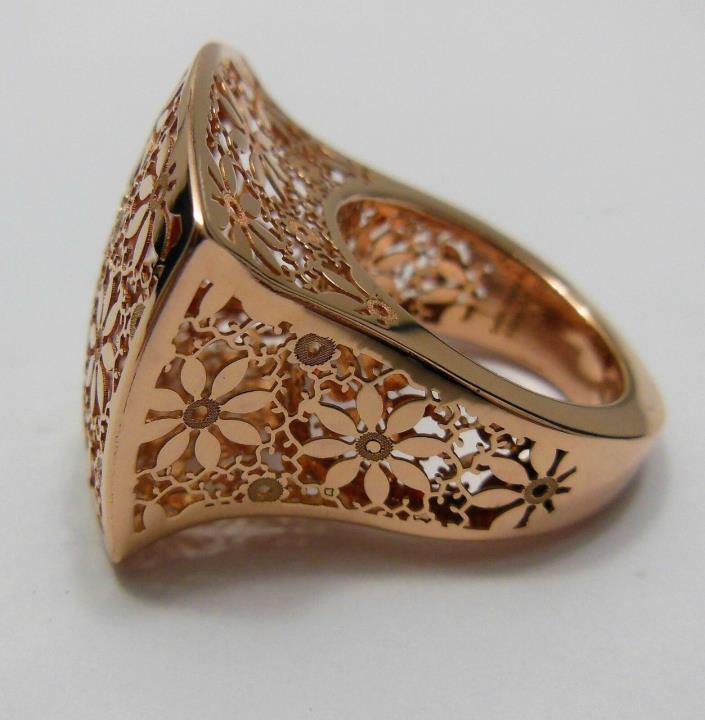 Amazing Italian 14k Rose Gold Filigree Ring Size 7