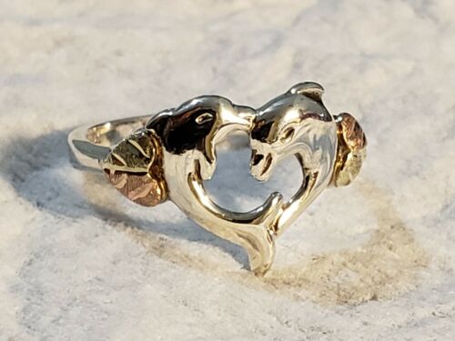 Black Hills Gold Dolphin Sterling Silver Ring 6.75 030219-070