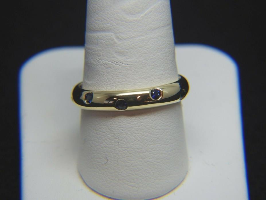 Tiffany & Co Wedding Band ETOILE 18K Yellow Gold with Sapphire Size 9 1/4