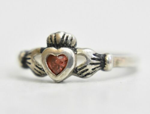 Claddagh ring red St Patrick's Day gift pinky girls women friendship band Size 4